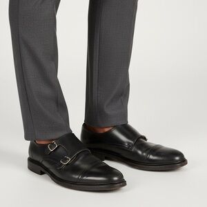 Frye James Monk Strap Black Leather Shoe Size Men's